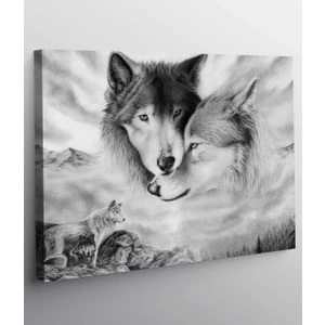 Stella Store Siyah ve Beyaz Kurt Kanvas Tablo