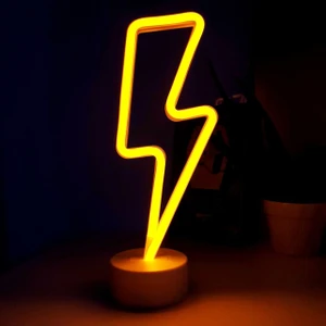 Neon Işıklı Şimşek Lamba Usb + Pil