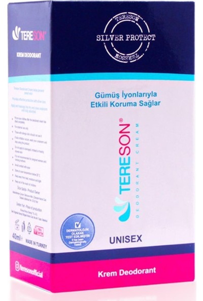Tereson Unisex Gümüş Iyonlu Krem Deodorant 40 ml