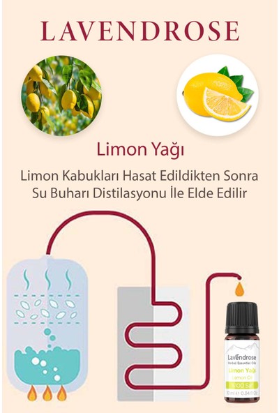 Lavendrose Saf Limon Yağı %100 Bitkisel Organik Limon Yaprağı Uçucu Yağ Doğal Aroma Terapi Yağı 10 ml