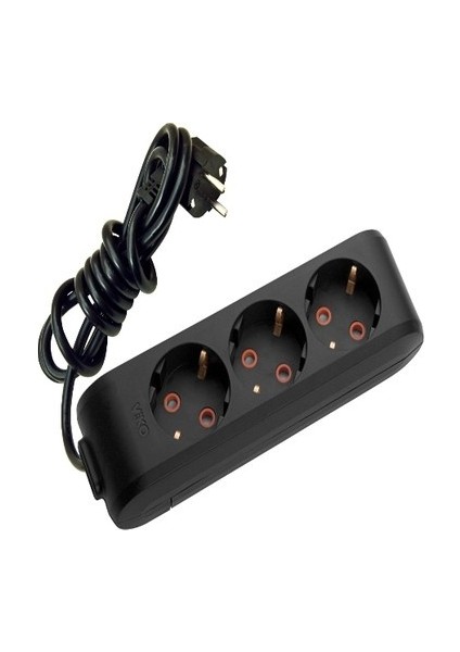 Siyah Üçlü Topraklı Grup Priz 10 Metre