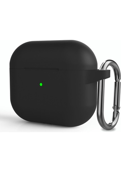 Apple Airpods 3 Askılı Mat Silikon Kılıf Siyah