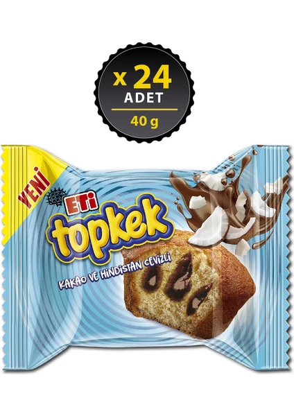 Topkek Kakao ve Hindistan Cevizli Kek 40 g x 24 Adet