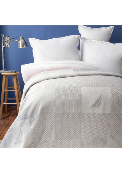 Aegina Gri Çift Kişilik Patch Pamuk Battaniye