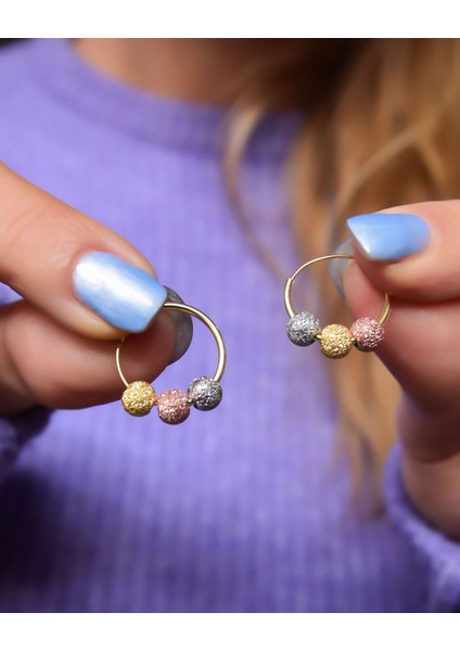 925 Ayar Gümüş 3 Renk Dorika Toplu Halka Küpe fiyatları