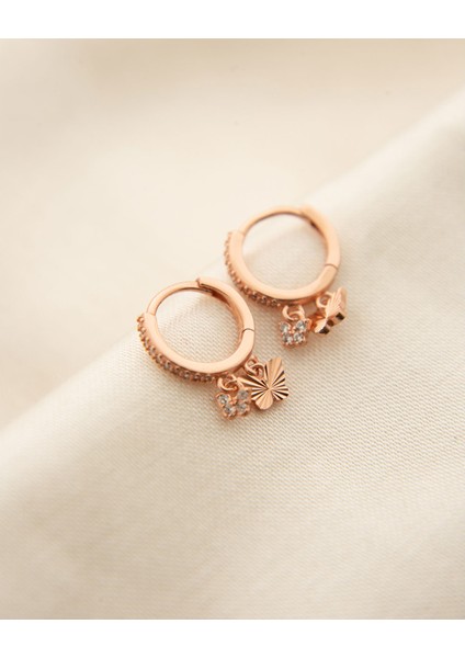 925 Ayar Gümüş Kelebek Figürlü Halka Kadın Küpe