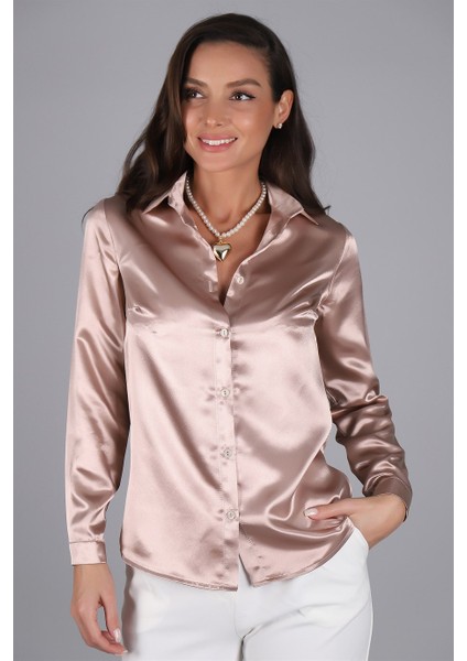 Sweetness Kadın Bej Saten Gömlek fırsatları