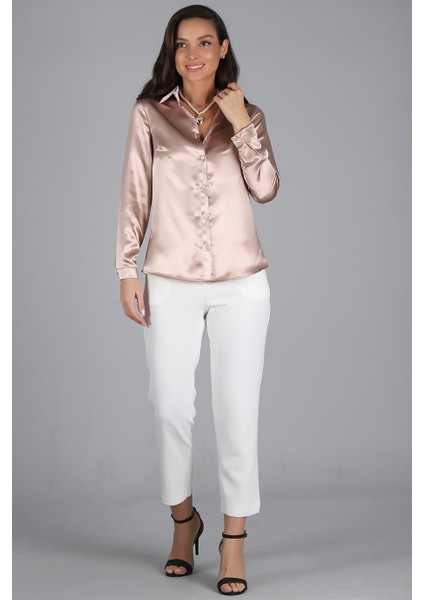 Sweetness Kadın Bej Saten Gömlek indirimleri