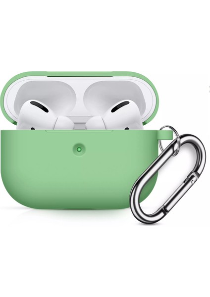 Airpods 3 Kulaklık Koruyucu MDL02 Anahtarlıklı Silikon Kapak Kılıf Yeşil