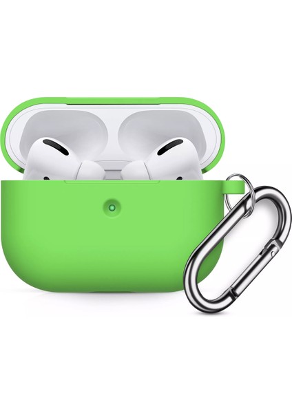 Airpods 3 Kulaklık Koruyucu MDL02 Anahtarlıklı Silikon Kapak Kılıf Açık Yeşil