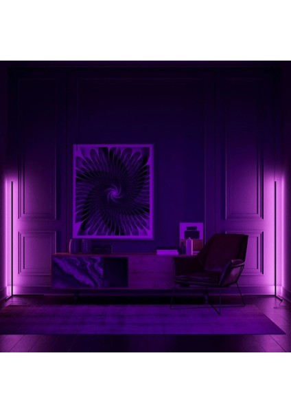 Minimal Rgb LED Köşe Lambader,radyo Frekans Kumandalı