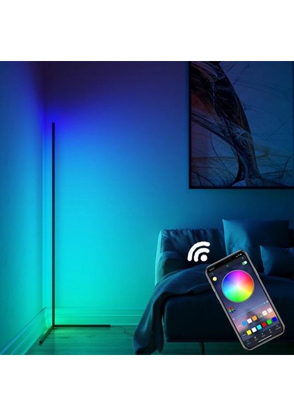 Minimal Rgb LED Köşe Lambader,radyo Frekans Kumandalı