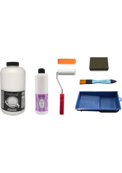 2 Litre Eskimiş Beyaz Boya 500ML Parlak Vernik Set