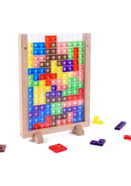 Ahşap 3D Stereo Rus Kare Blok Oyuncak 43 Adet