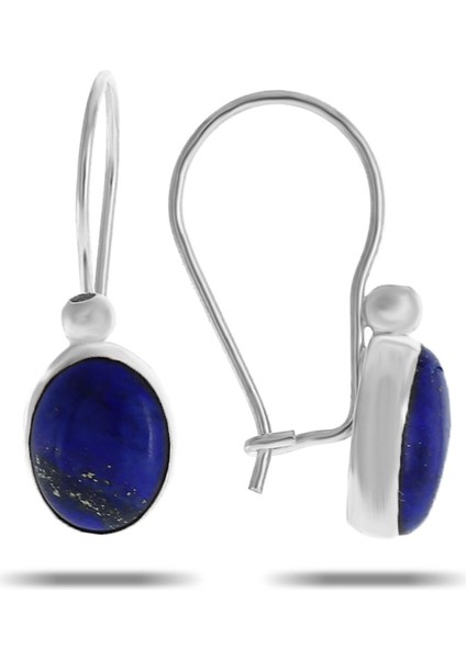 Lapis Lazuli Taşlı Rodyumlu Gümüş Küpe 5538