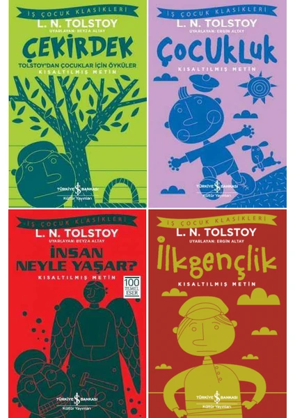 Tolstoy Çocuk Klasikleri 4 Kitap Set / Çekirdek - Çocukluk - Ilkgençlik - Insan Neyle Yaşar