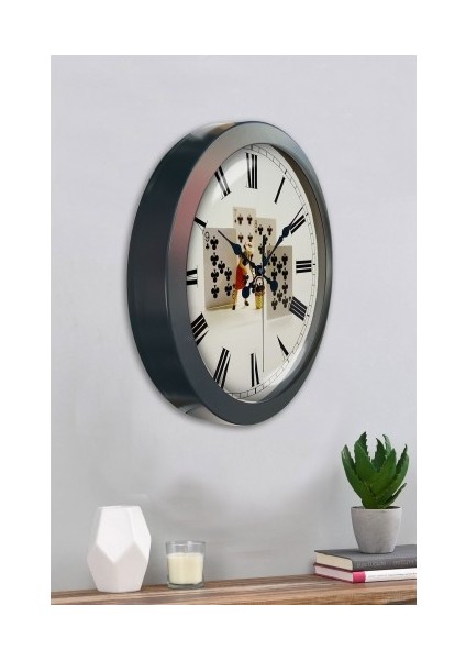 Salon Ofis Duvar Saati Gri Metal Çerçeve 36 cm