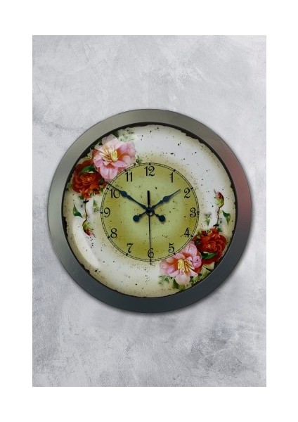 Salon Ofis Duvar Saati Gri Metal Çerçeve 36 cm