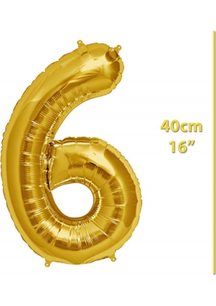 Folyo Rakam 6 Gold Balon 40CM ( 16 Inç )