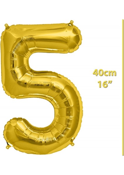 Folyo Rakam 5 Gold Balon 40CM ( 16 Inç )