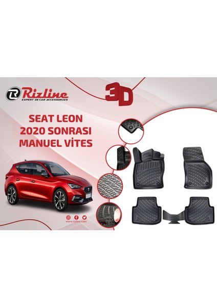 3D Siyah Seat Leon 2020+ (Manuel Vites) Paspas
