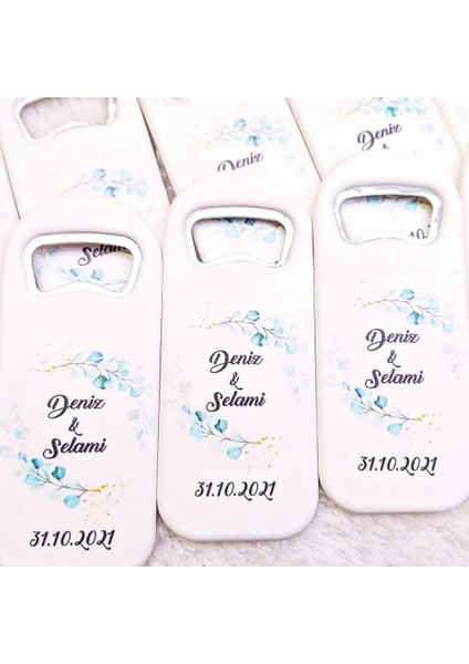 30 Adet Baskılı Dikey Açacak Magnet 4,5X10,5 cm Uv Nikah Şekeri Nişan Şekeri