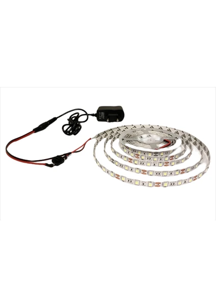 Mutfak Dolabı Için Beyaz Şerit LED + 12V Adaptör Tak Çalıştır Aç Kapa Anahtarlı 3 Çip 3 Direnç