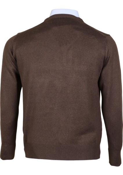 Erkek Yünlü Kazak V Yaka Normal Klasik Kesim Kahve RAR00377 indirimleri