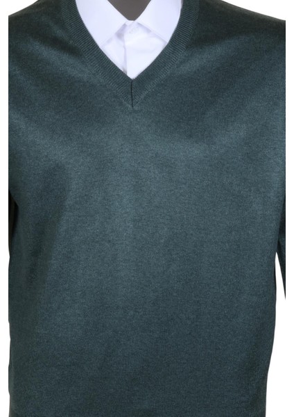 Erkek Yünlü Kazak V Yaka Normal Klasik Kesim Yeşil RAR00375 indirimleri
