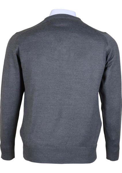 Erkek Yünlü Kazak V Yaka Normal Klasik Kesim Gri RAR00374 indirimleri