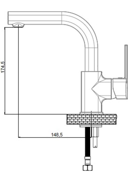 Tek Gövde Lavabo Bataryası Siyah Pedra MTL160-S