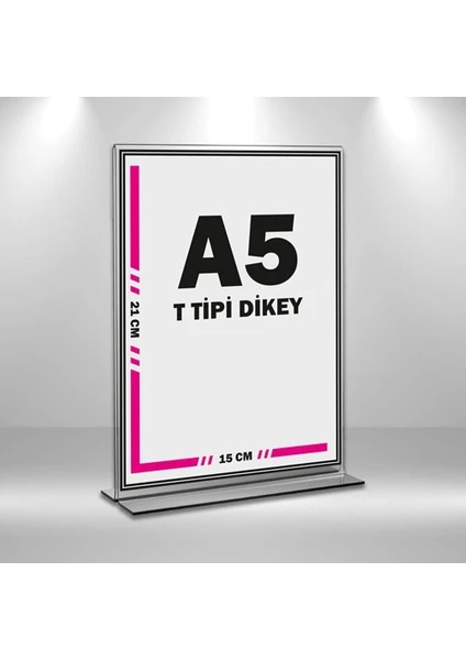 T Tipi A5 Pleksi Föylük Broşürlük Dikey 5'li