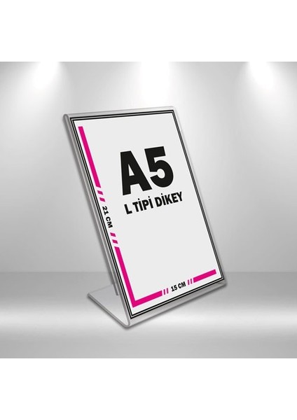 L Tipi A5 Pleksi Föylük Broşürlük Dikey 5'li