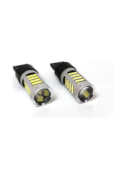 T20 7443 Çift Devre Büyük Dipsiz LED Ampul 66 Ledi Beyaz