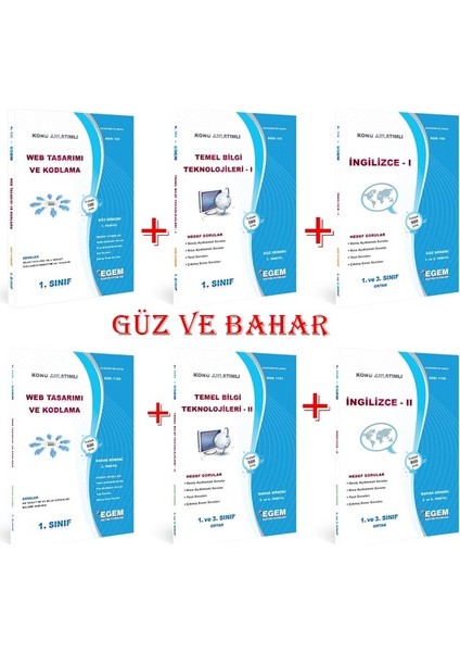 AÖF Web Tasarımı ve Kodlama 1. Sınıf Güz ve Bahar Konu Anlatımlı Soru Bank Set