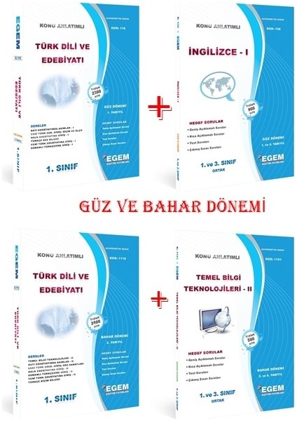 AÖF Türk Dili ve Edebiyatı 1. Sınıf Güz ve Bahar Dönemi Konu Anlatımlı Soru Bankası Ful Set