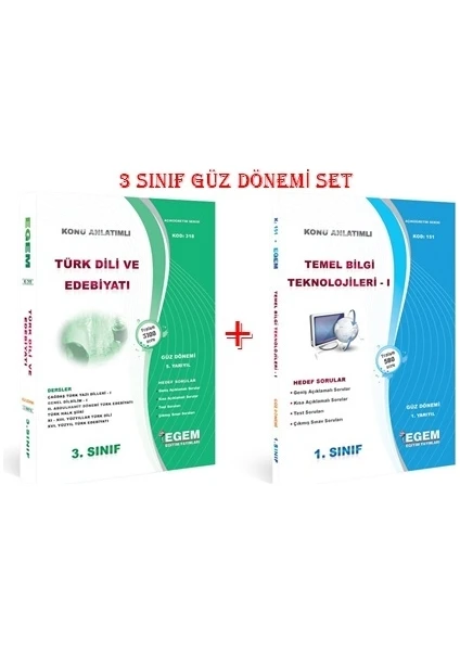 Egem Eğitim Yayınları AÖF Türk Dili ve Edebiyatı 3. Sınıf Güz Dönemi Konu Anlatımlı Soru Bankası