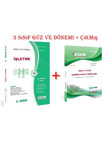 Egem Eğitim Yayınları AÖF İşletme 3. Sınıf Güz 5. Dönem Konu Anlatımlı Soru Bankası + Çıkmış