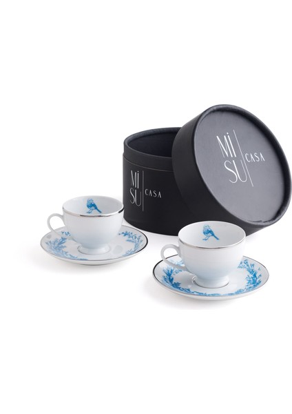 Mavi Çiçek Desenli Fincan Seti