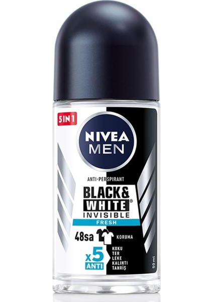 Men Invisible Black & White Fresh Erkek Deodorant Roll-On 50 ml