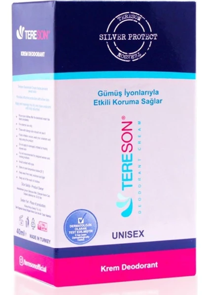 Unisex Gümüş Iyonlu Krem Deodorant 40 ml