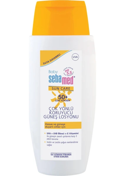 Baby Sun Care Suya Dayanıklı Spf 50+ Çok Yönlü Koruyucu Bebek Güneş Losyonu 150 ml