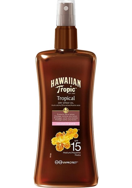 Hawaiian Tropic Dry Spray Oil SPF15 Koruyucu ve Bronzlaştırıcı Kuru Yağ Sprey 200 ml