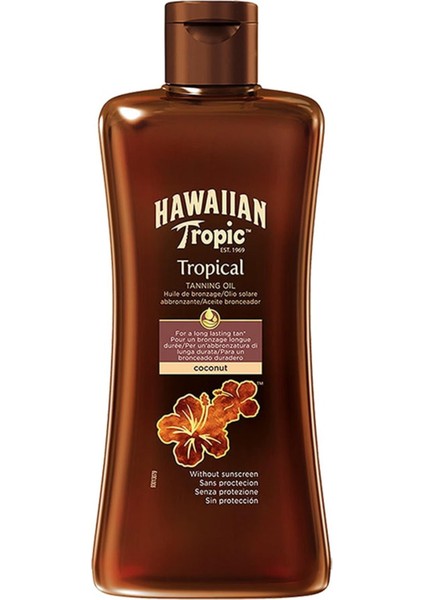 Hawaiian Tropic Tanning Oil Yoğun Bronzlaştırıcı Yağ Faktörsüz 200 ml