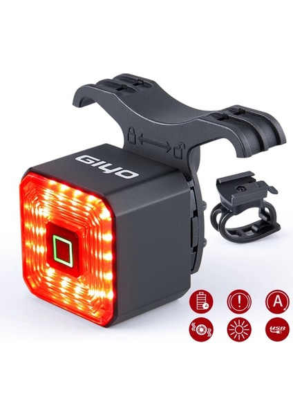 Akıllı Bisiklet Işığı Arka Arka Lambası USB Şarj Bisikleti Uyarı Işığı El Feneri Sinyali Otomatik Fren Lambası Bisiklete Binme LED Güvenlik Feneri (Yurt Dışından)