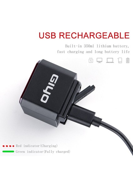 Akıllı Bisiklet Işığı Arka Arka Lambası USB Şarj Bisikleti Uyarı Işığı El Feneri Sinyali Otomatik Fren Lambası Bisiklete Binme LED Güvenlik Feneri (Yurt Dışından) indirimleri