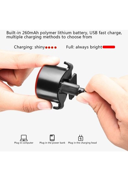 260MAH Bisiklet Arka Işık USB Ücretli Mini LED Bisiklet Kuyruk Işık Ipx6 Su Geçırmez Güvenlik Uyarı Bisiklet Kask Sırt Çantası Işıkları (Yurt Dışından) modelleri