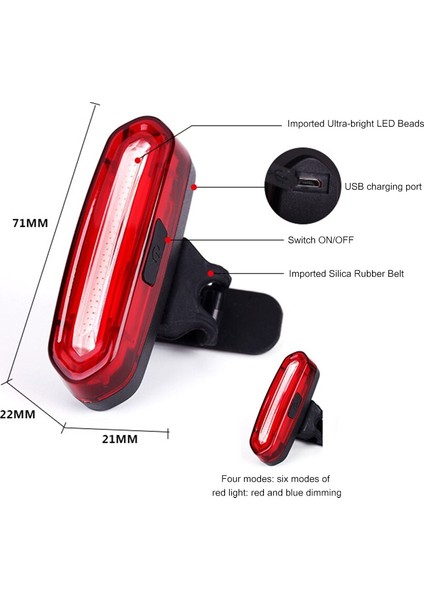 Bisiklet Arka Işık Dağ Bisikleti Kuyruk Işığı USB Şarj Edilebilir Bisiklet LED Kuyruk Işığı Su Geçırmez Mtb Yol Sürme Bisiklet Arka Lambası (Yurt Dışından)