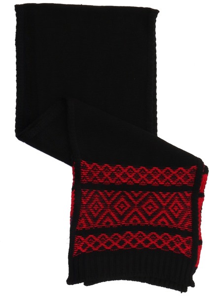 Kırmızı Detaylı Siyah Erkek Atkı