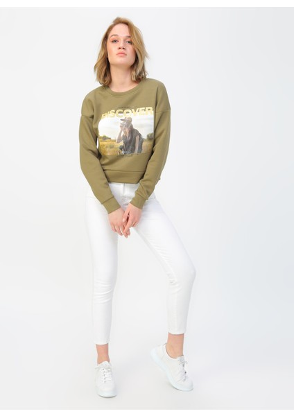 Yeşil Baskılı Sweatshirt